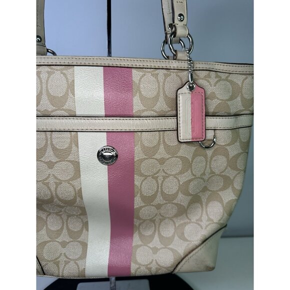 For Repair- Vintage COACH CHELSEA HERITAGE F14477 Leather Signature Tote Handbag - Picture 2 of 16